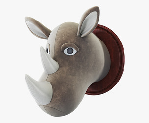 Fabric Rhinoceros Head Trophy 3D Model