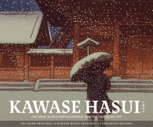 Kawase Hasui Procreate Kit (Procreate Brushes, Color Palettes, Washi Textures)