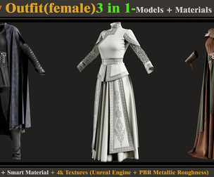 3 in 1 Fantasy Outfits- Models+Materials