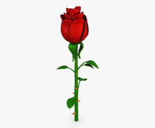 Cartoon Rose Flower v 1 3D Model