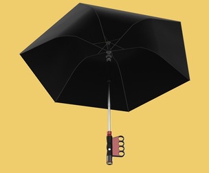 FLASHLIGHT ERGO UMBRELLA SAFE FINGERHOLE GRIP TEXTING RAIN TORCH