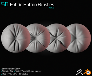 50 Fabric Button Brushes - Blender & ZBrush - Vol.06