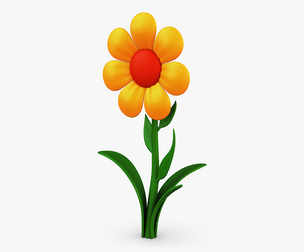 Cartoon Flower v 4 3D Model
