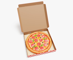 Pepperoni Pizza in Box Stylized