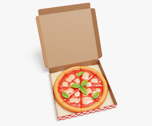 Margherita Pizza in Box Stylized