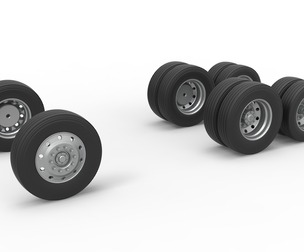 Wheel Set of Vintage GATR Racing Semi truck Version 3 Scale 1:25