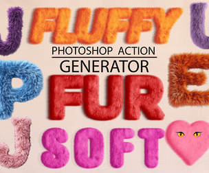Realistic Fur Effect Photoshop Action, Fur Text Generator, Fluffy Wild Animal Hair Textures