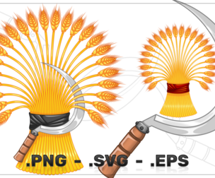Wheat sheaf with sickle harvest symbol