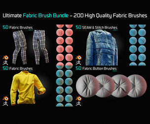 Ultimate Fabric Brush Bundle - 200 High Quality Fabric Brushes - Blender & ZBrush ( 30% OFF)