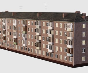 Soviet red brick building from the 60s