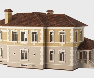 Two-storey house with a tiled roof