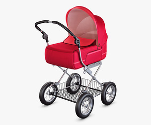 Baby Stroller Red v 1 3D Model