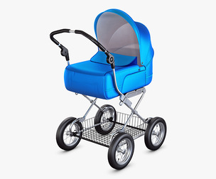Baby Stroller Blue v 1 3D Model