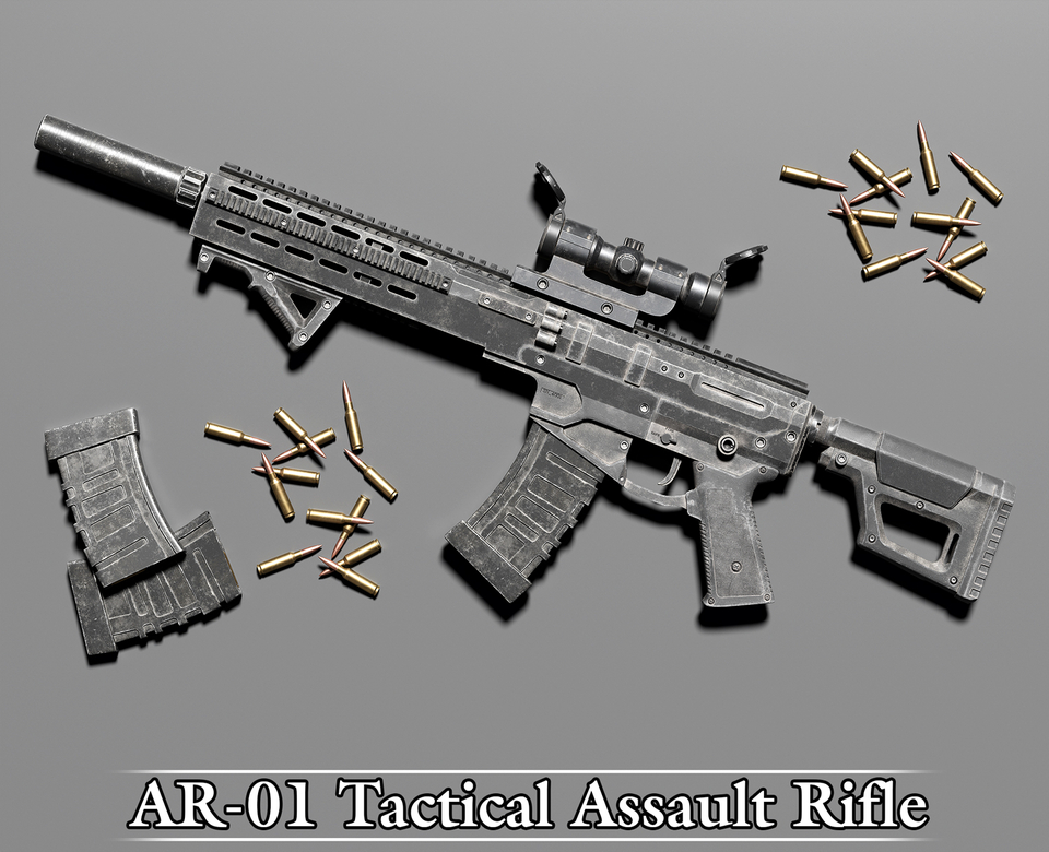 Arm1 Rifle AR-01 Tactical Assault Rifle Game Ready