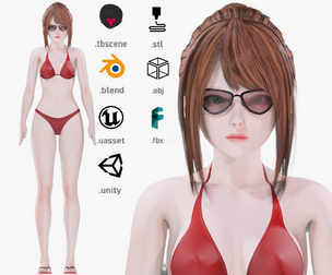 Bikini clothes 0018 - Rig - Unreal - Unity - Blender - Animated - Realistic Female Character