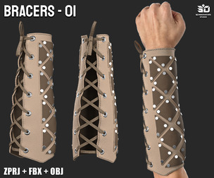 Bracers - 01 Marvelous designer - Clo3d - Zprj-Fbx-Obj