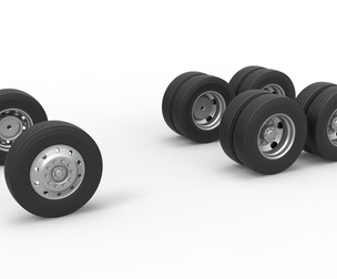 Wheel Set of Vintage GATR Racing Semi truck V4 Scale 1:25