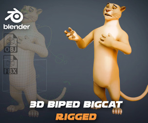 Biped BigCat Rigged Low-poly 3D model