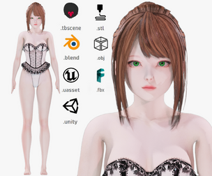 Lingerie clothes 0008 - Rigged -Unreal - Unity - Blender - Animated - Realistic Female Character