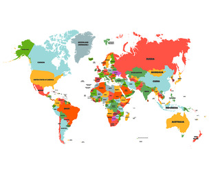 World Map complete, earth geography, political cartography, EPS file