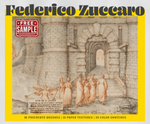 Free Sample - Federico Zuccaro Procreate Kit (Procreate Brushes, Color Palette & Paper Textures)