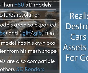 (100) Realistic Destroyed Cars 3D Assets Pack For Godot Vol 1