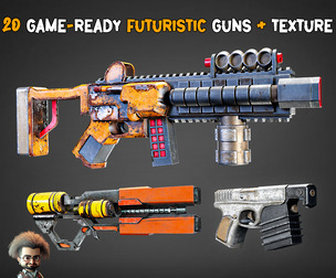 20 Game-Ready Futuristic Guns + Texture - Vol 10