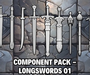 Component Pack - Longswords 01 - 32mm scale swords for 3D printing