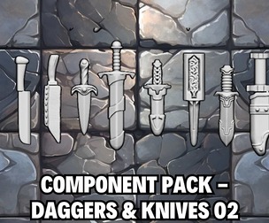 Component Pack - Daggers & Knives 02 - 32mm scale for 3D printing