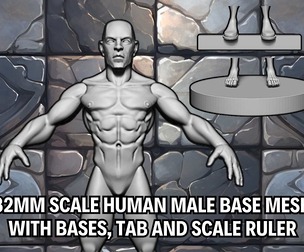 32mm Scale Human Male Base Mesh for Wargaming and RPG Miniatures