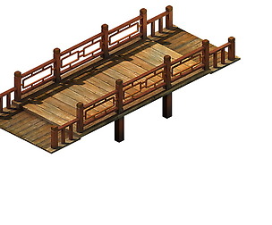 Game model - ancient wooden bridge