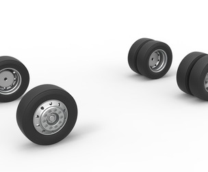 Wheel Set of Big Rig Racing Semi truck Scale 1:25