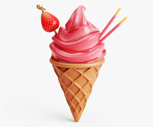 Strawberry Ice Cream Cone