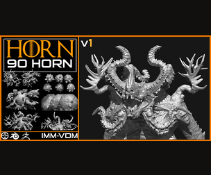 90 Horn Brush -Imm + Vdm + Alpha Brush Set - Zbrush + Blender Brushes - Vol 01