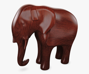 Elephant Wooden Statue v 1 3D Model