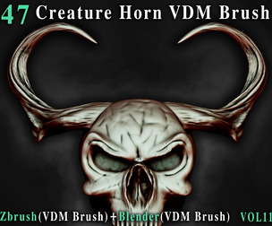 47 Creature Horn VDM Brush  - For ZBrush & Blender - Vol11