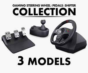 Gaming Steering Wheel with Pedals and Shifter M 1 3D Models