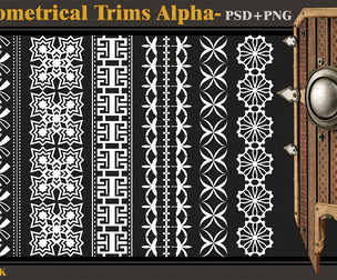 220 Geometrical Trims(Alpha)-tileable & seamless- 4K PNG - PSD