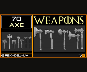 70 Models Of Weapons - Cold Weapons-Low Poly 3D Model And Uv Editing - Vol 05