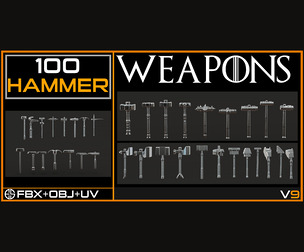 100 Models Of Weapons - Cold Weapons-Hammer Weapons - Game Ready Model-Low Poly Model-Vol 09