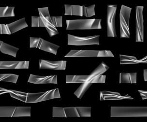 Realistic Transparent Duct Tape Strips, Adhesive Clear Texture