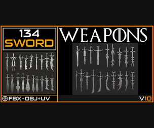 134 Sword Models - Cold Weapons - Sword Game Ready Model - Vol 10