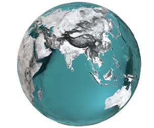 Earth Water 3D Globe Contours