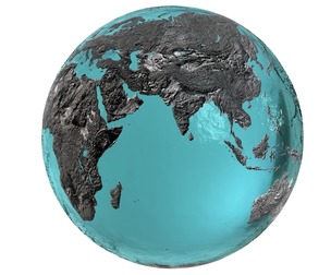 Earth Water 3D Globe Hillshade