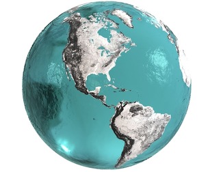 Earth Water 3D Globe Contours Full