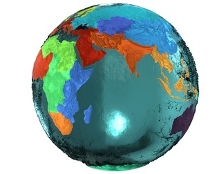 Earth Water 3D Globe Regions