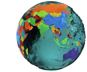 Earth Water 3D Globe Countries