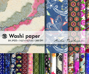 Japanese Washi Paper Set Patterned Origami Sheets 300 DPI Printable Craft Paper Instant Download