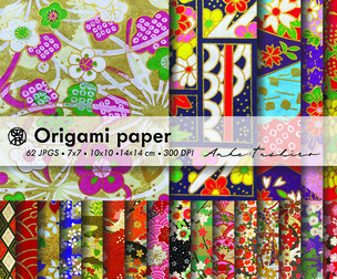 Japanese Origami Paper Set Patterned Washi Sheets 300 DPI Printable Craft Paper Instant Download