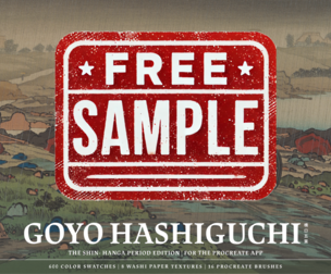 Free Sample - Goyo Hashiguchi Procreate Kit (Procreate Brushes, Color Palettes & Washi Textures)